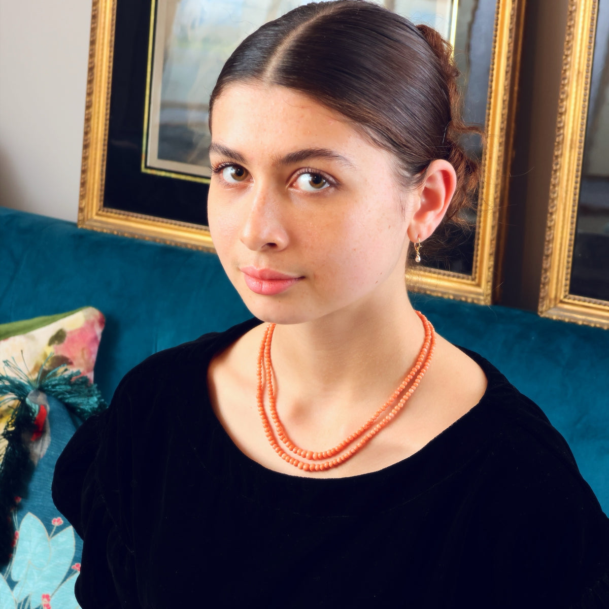 Antique Victorian Pale Peach Coral Necklace