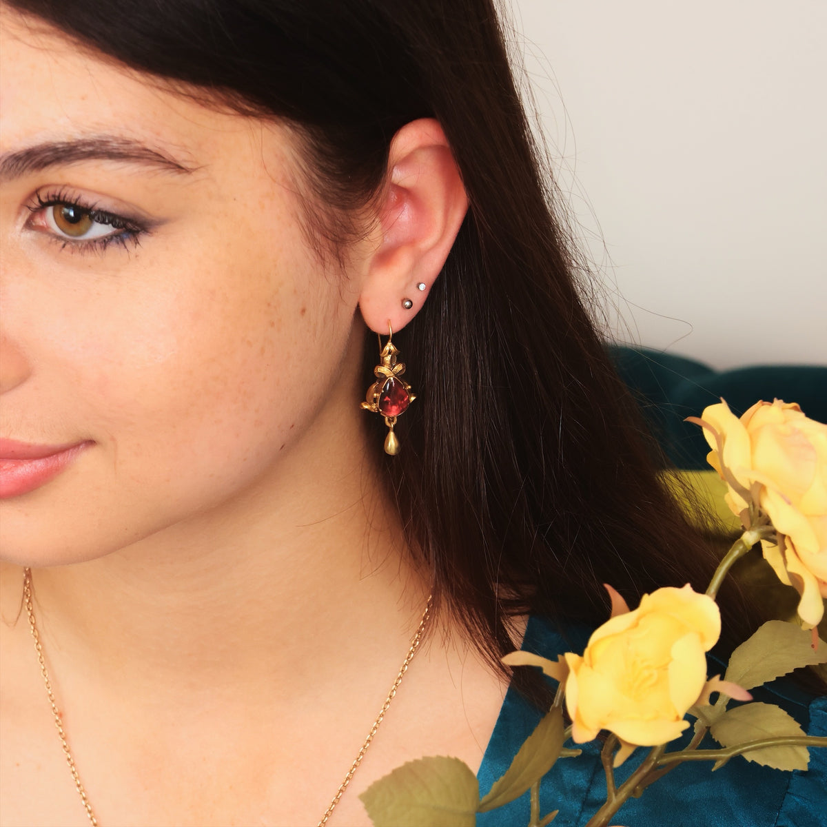 Dramatic Victorian Gothic Garnet Earrings