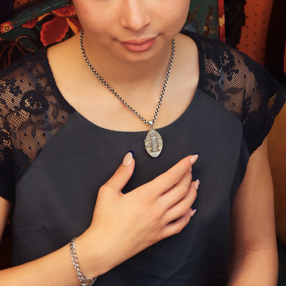 Antique Date 1884 Silver Aesthetic Revival Locket