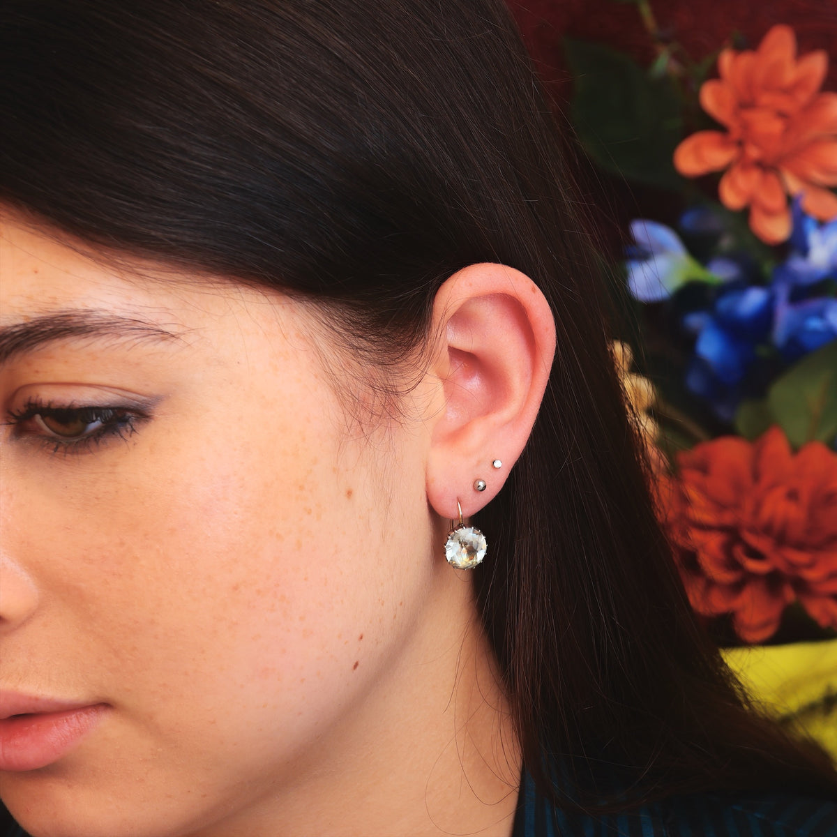 Antique Georgian Foiled Paste Earrings