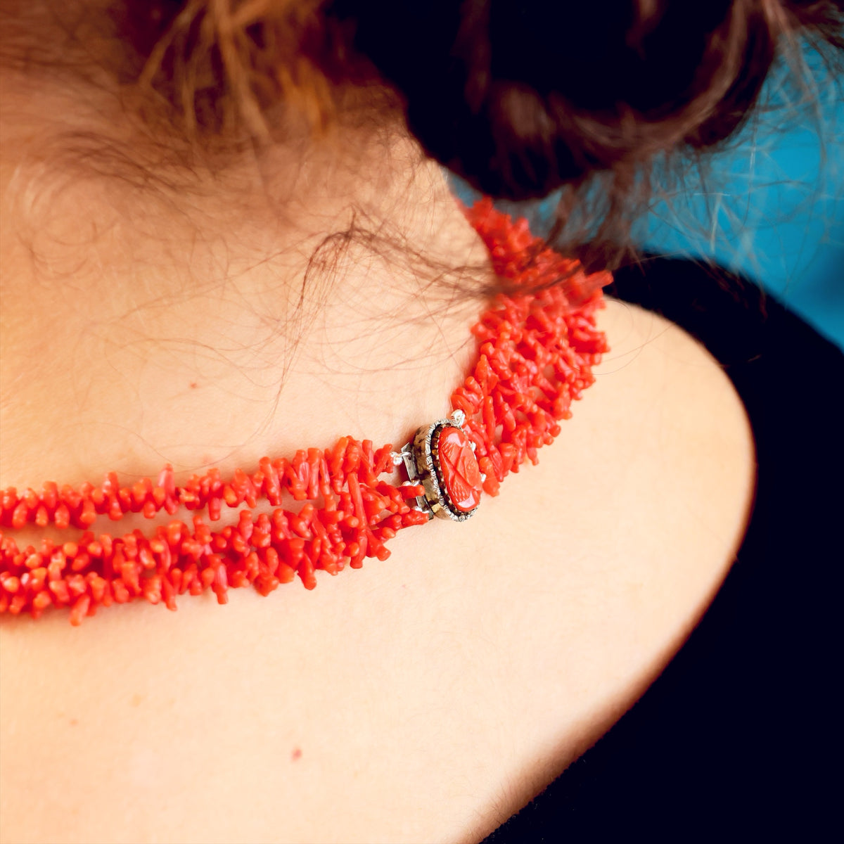 Exquisitely Fine Hand Carved Antique Georgian Coral Necklace
