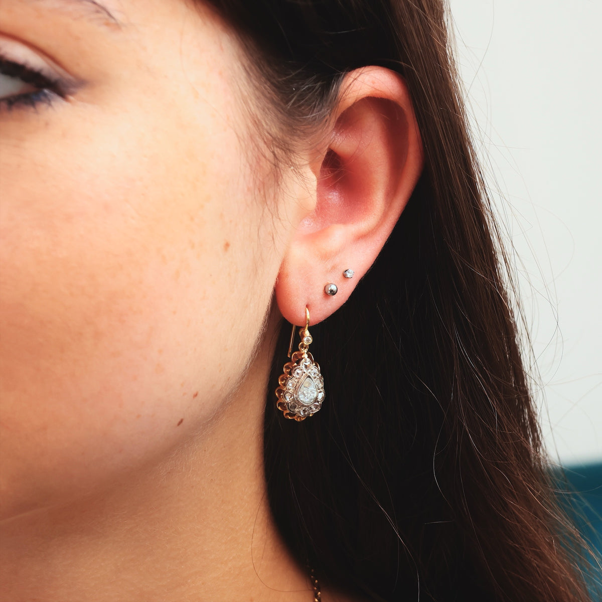 Magical! Vintage Rose-cut Diamond Earrings in Antique Box