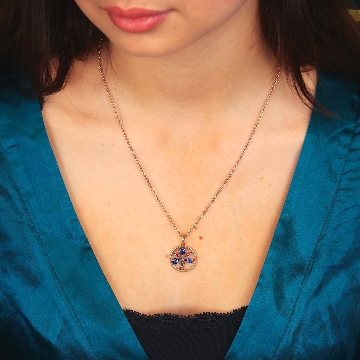 Antique Natural Sapphires, Diamond & Ruby Pendant