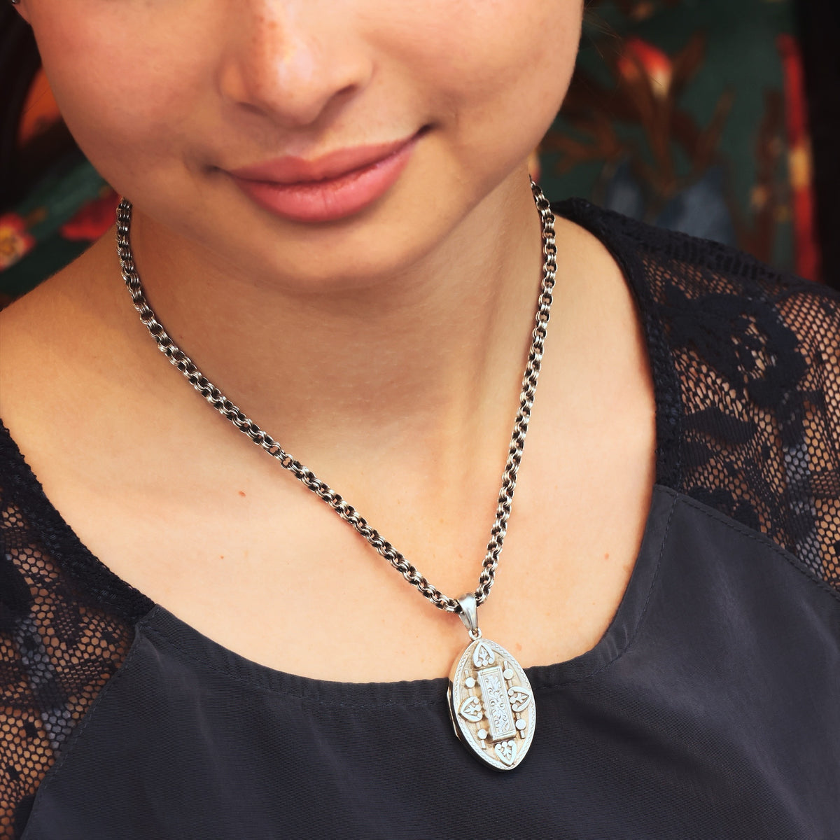 Antique Date 1884 Silver Aesthetic Revival Locket
