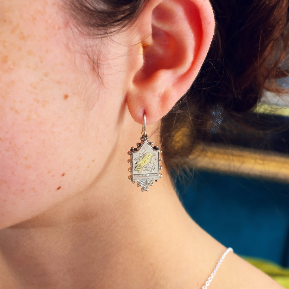 Antique 1880's Silver Aesthetic Movement Earrings