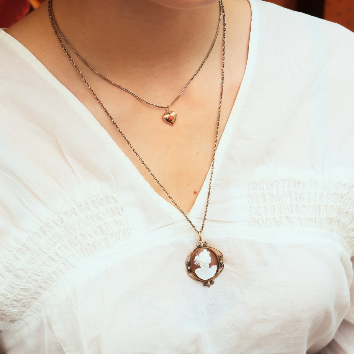 Antique Classical Portrait Shell Cameo Pendant