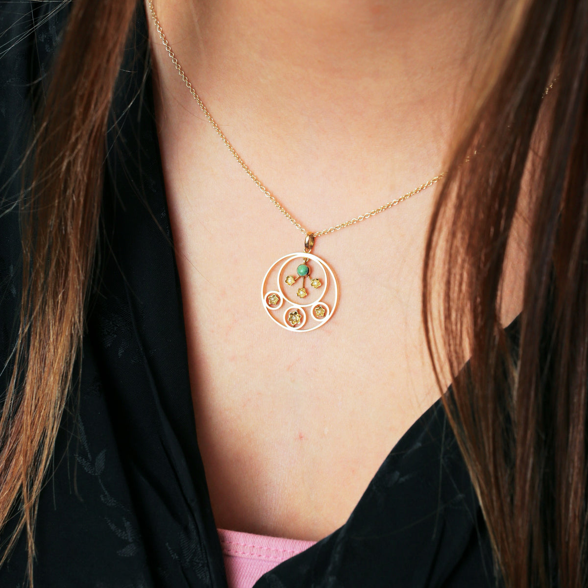 An Arts & Crafts Turquoise Lavaliere Pendant