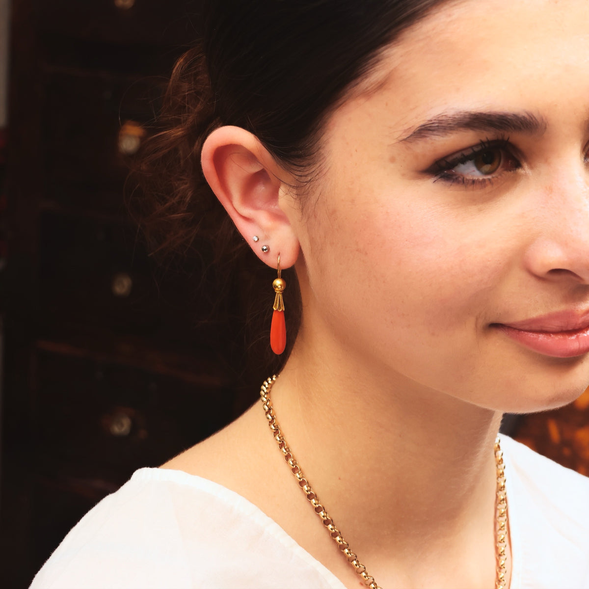 Vintage 9ct Gold Belcher Link 'T-bar' Chain Necklace