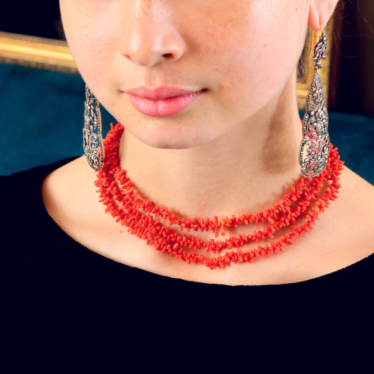 Exquisitely Fine Hand Carved Antique Georgian Coral Necklace