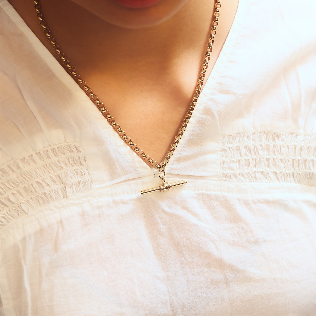 Vintage 9ct Gold Belcher Link 'T-bar' Chain Necklace