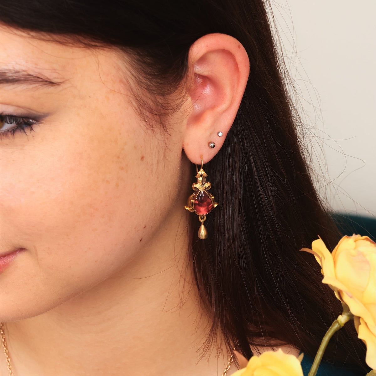 Dramatic Victorian Gothic Garnet Earrings