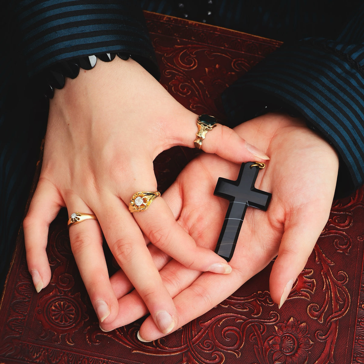 Victorian Gothic! Hand Carved Scottish Agate Cross