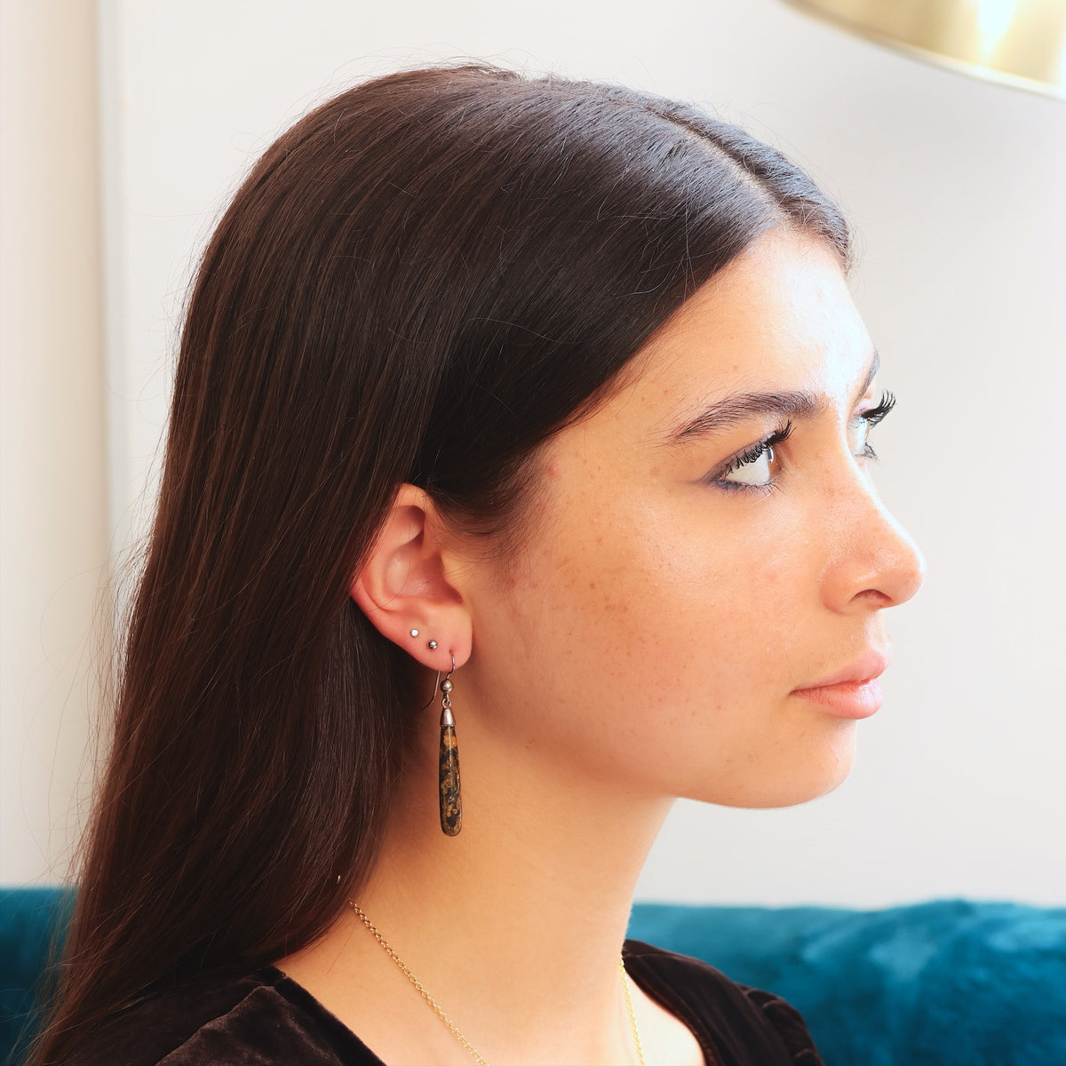 Vintage Leopard Skin Jasper Drop Earrings