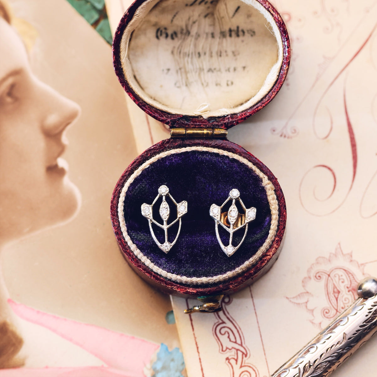 Dainty Vintage Style Recycled Diamond Stud Earrings