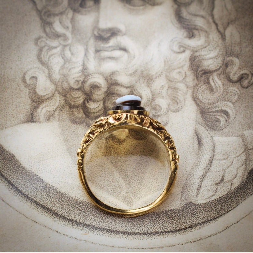 An Interesting Antique Hardstone Cameo Ring of Aristotle