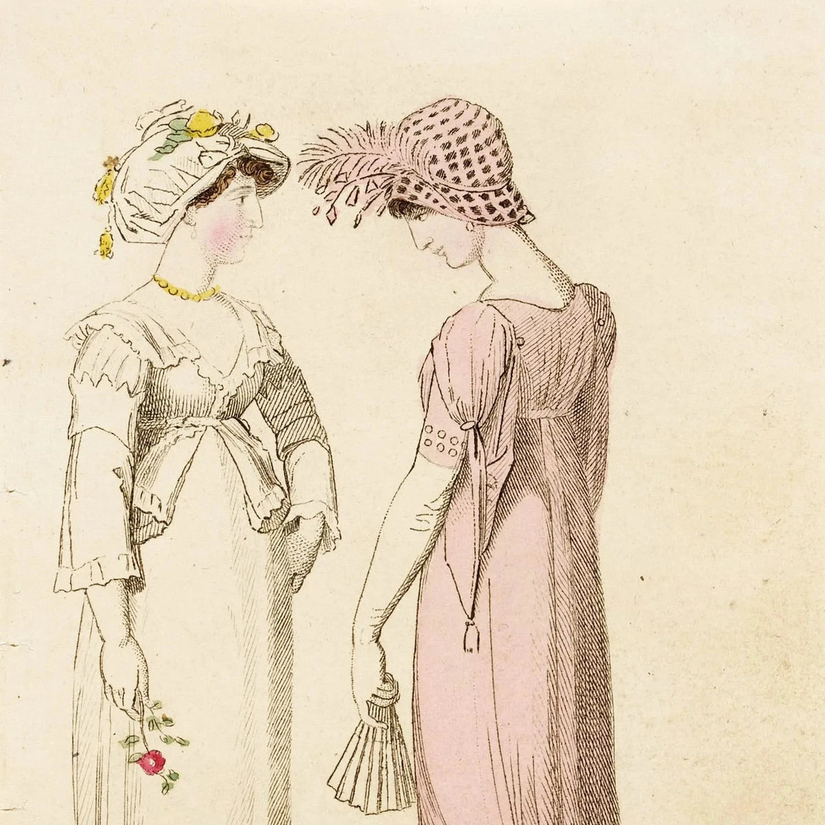 Fashion plate of two women in dresses from 1801