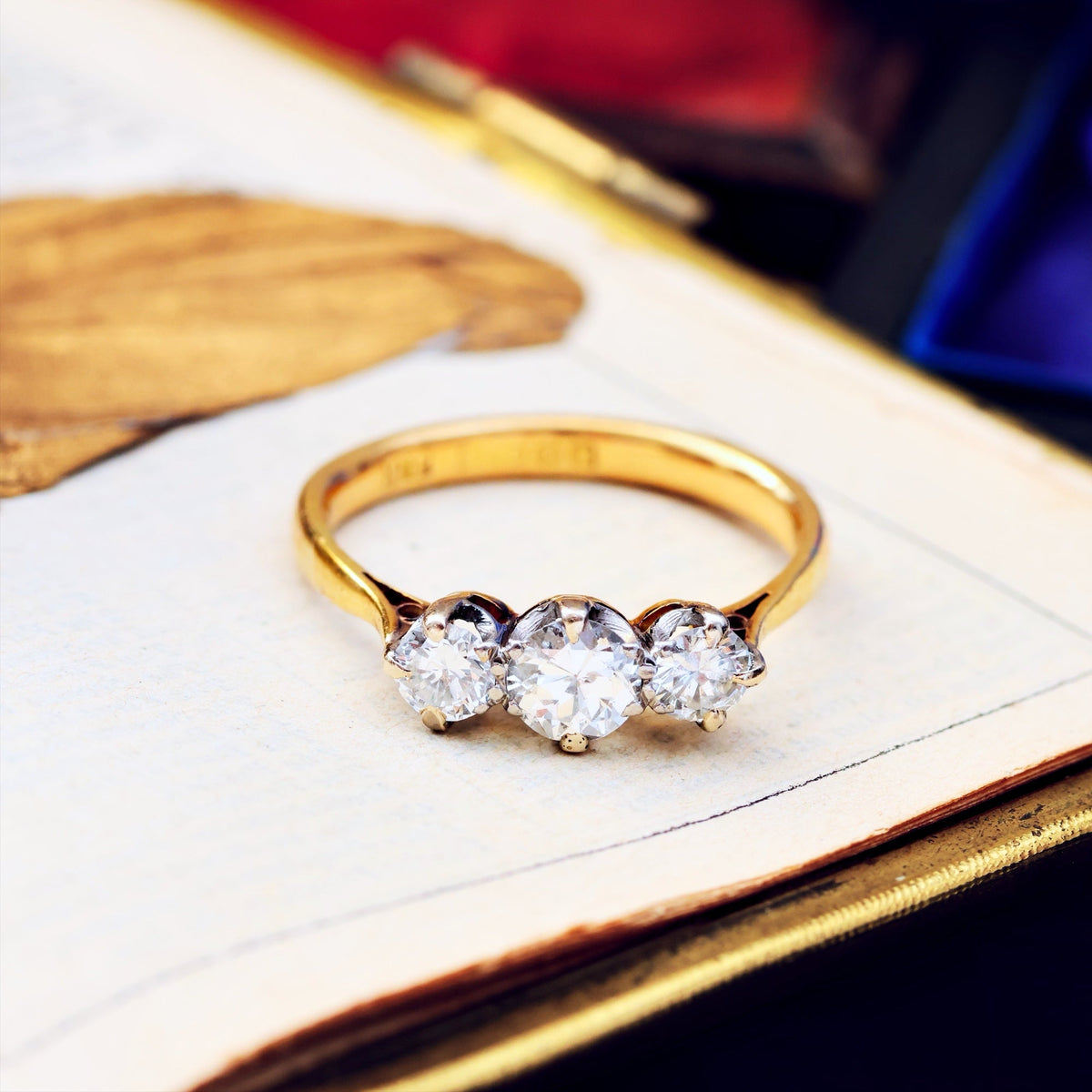 Vintage Date 1936 Diamond Trilogy Engagement Ring