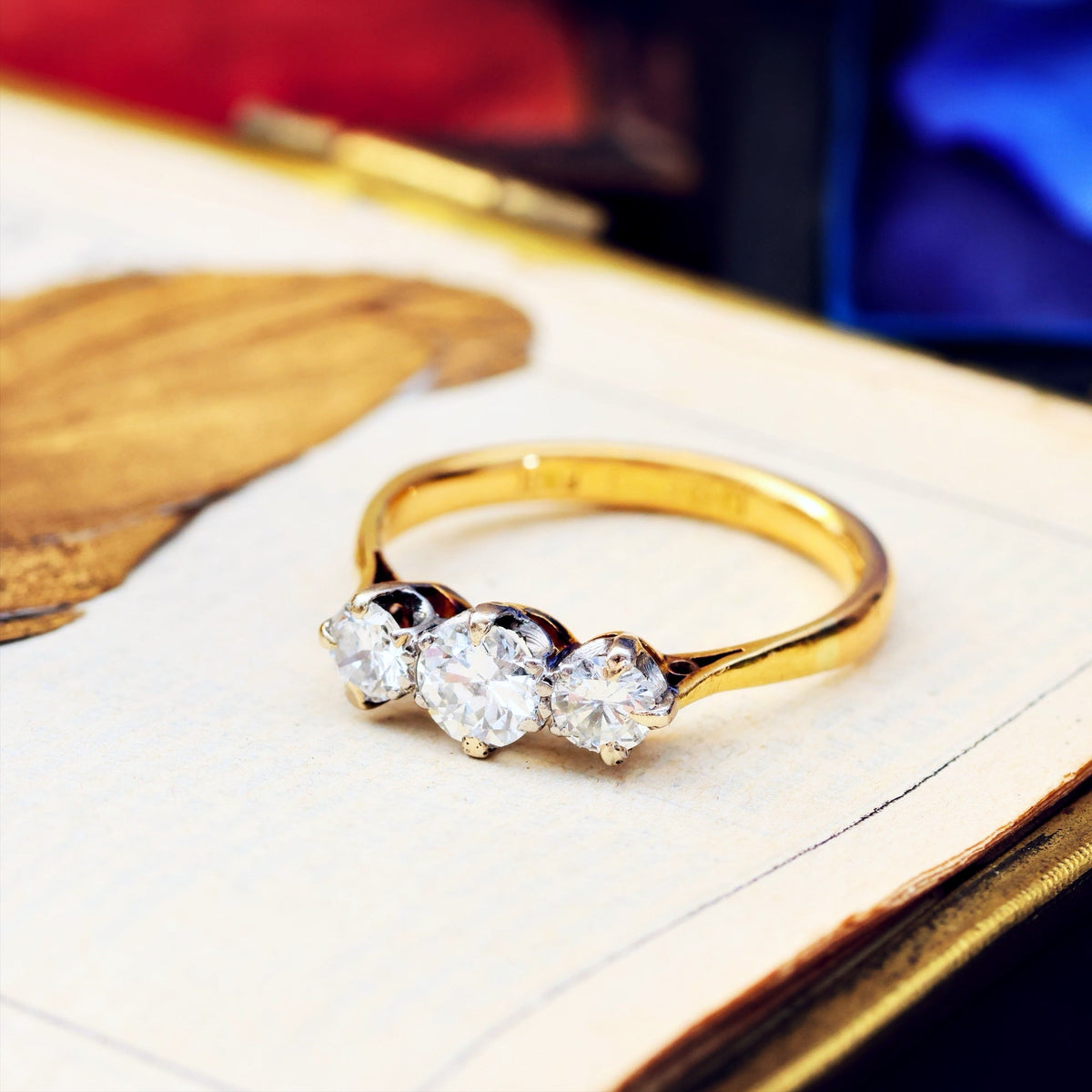 Vintage Date 1936 Diamond Trilogy Engagement Ring