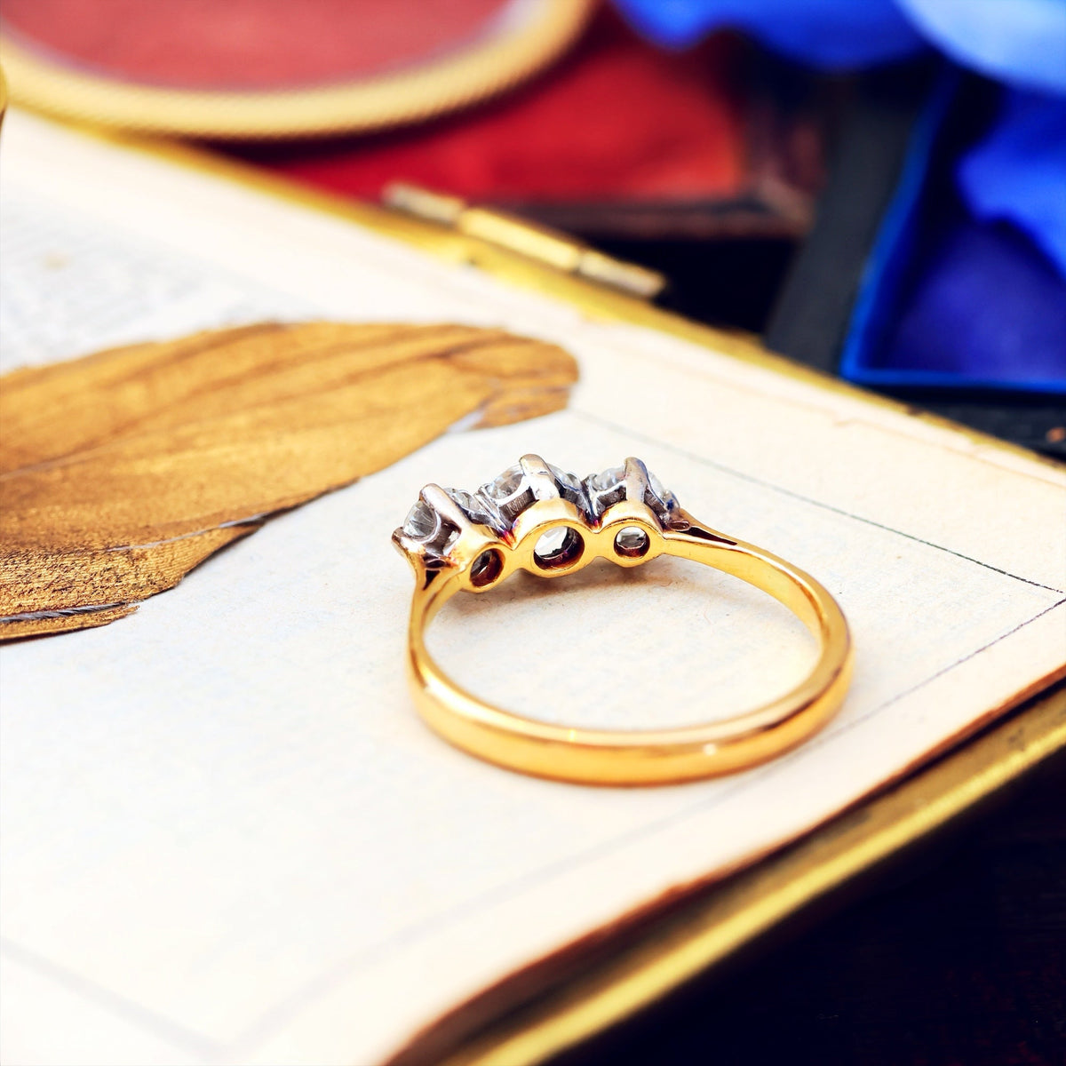 Vintage Date 1936 Diamond Trilogy Engagement Ring