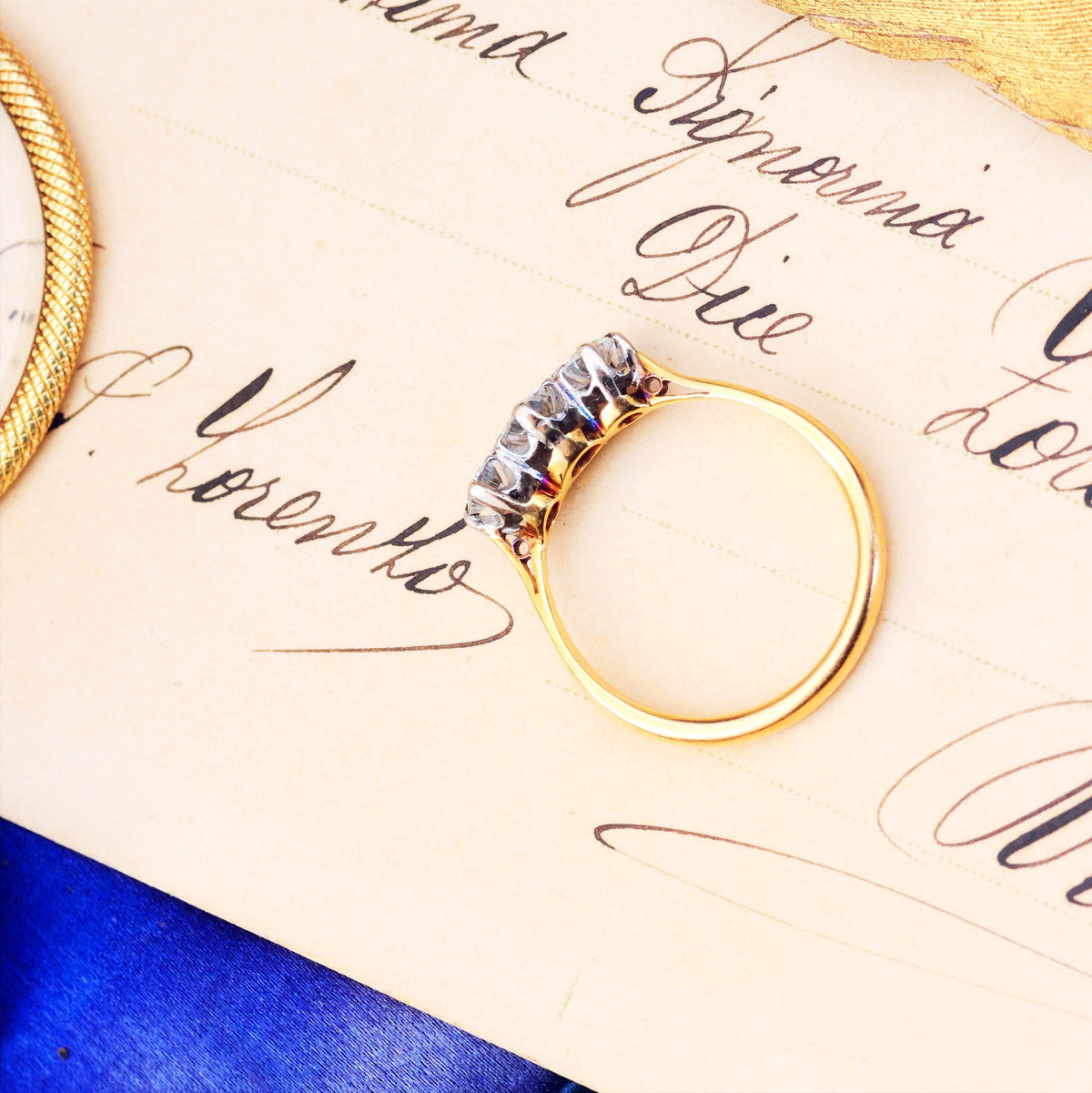 Vintage Date 1936 Diamond Trilogy Engagement Ring