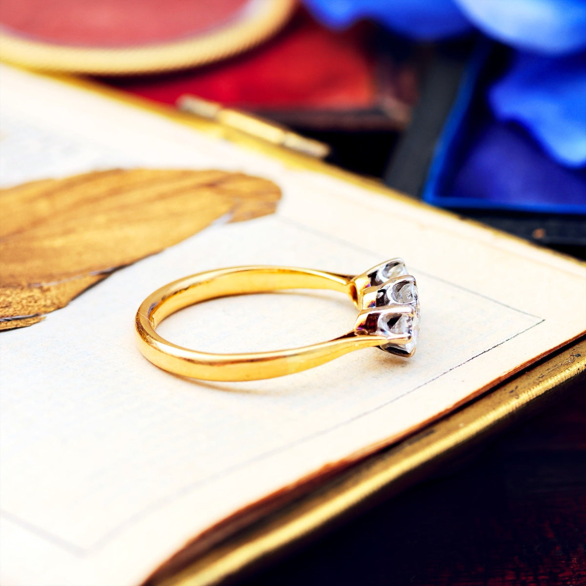 Vintage Date 1936 Diamond Trilogy Engagement Ring