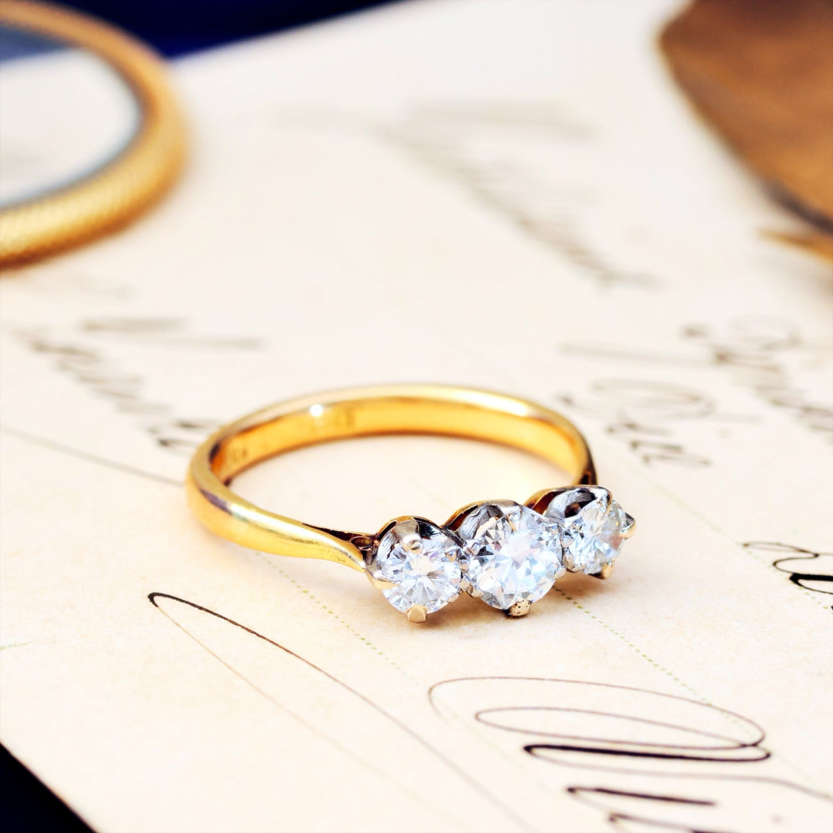 Vintage Date 1936 Diamond Trilogy Engagement Ring