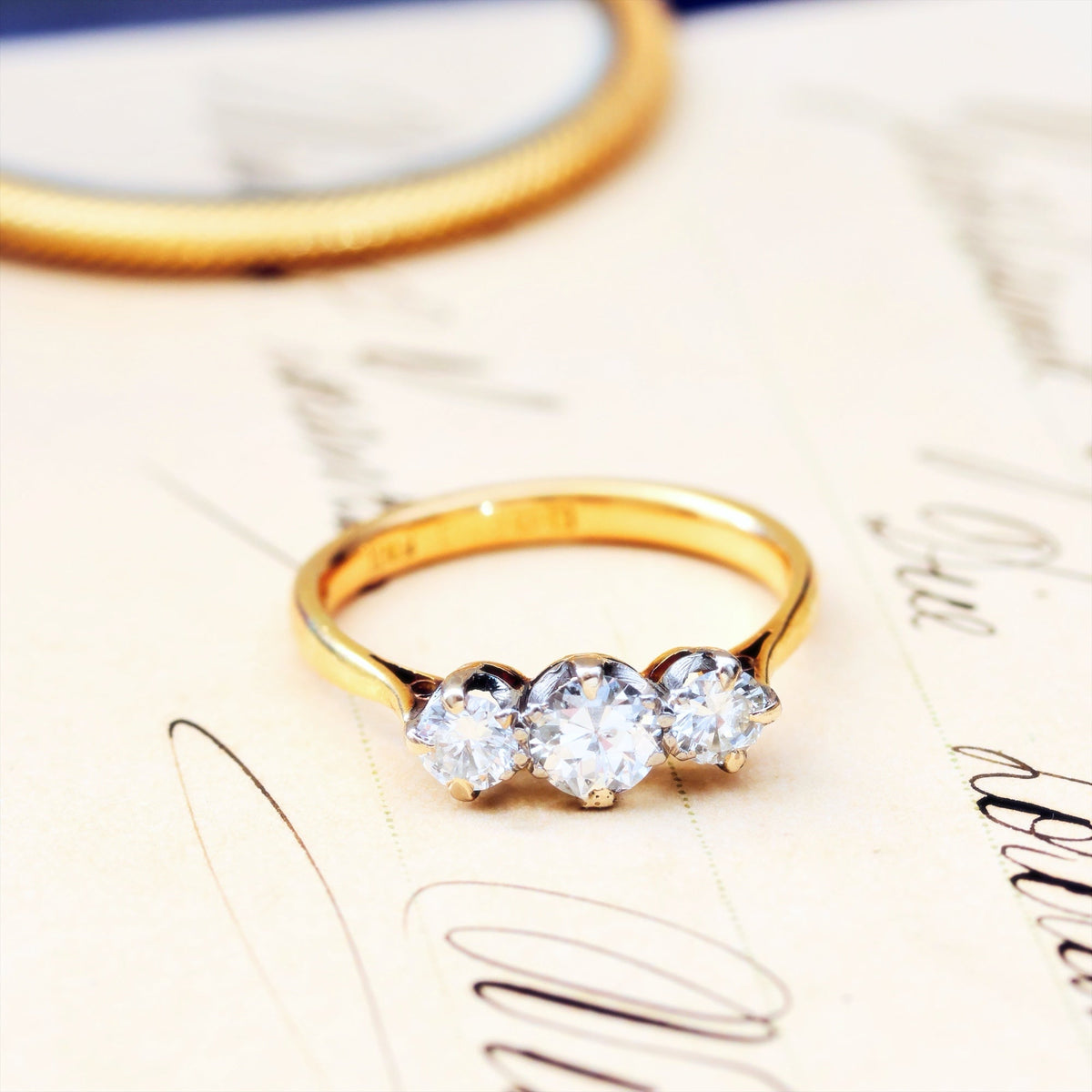 Vintage Date 1936 Diamond Trilogy Engagement Ring