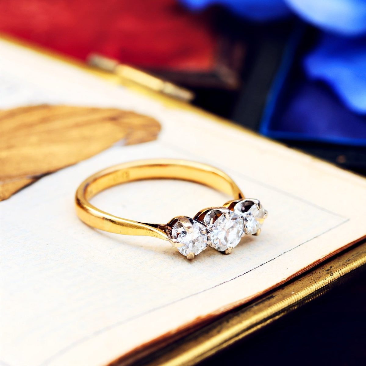 Vintage Date 1936 Diamond Trilogy Engagement Ring