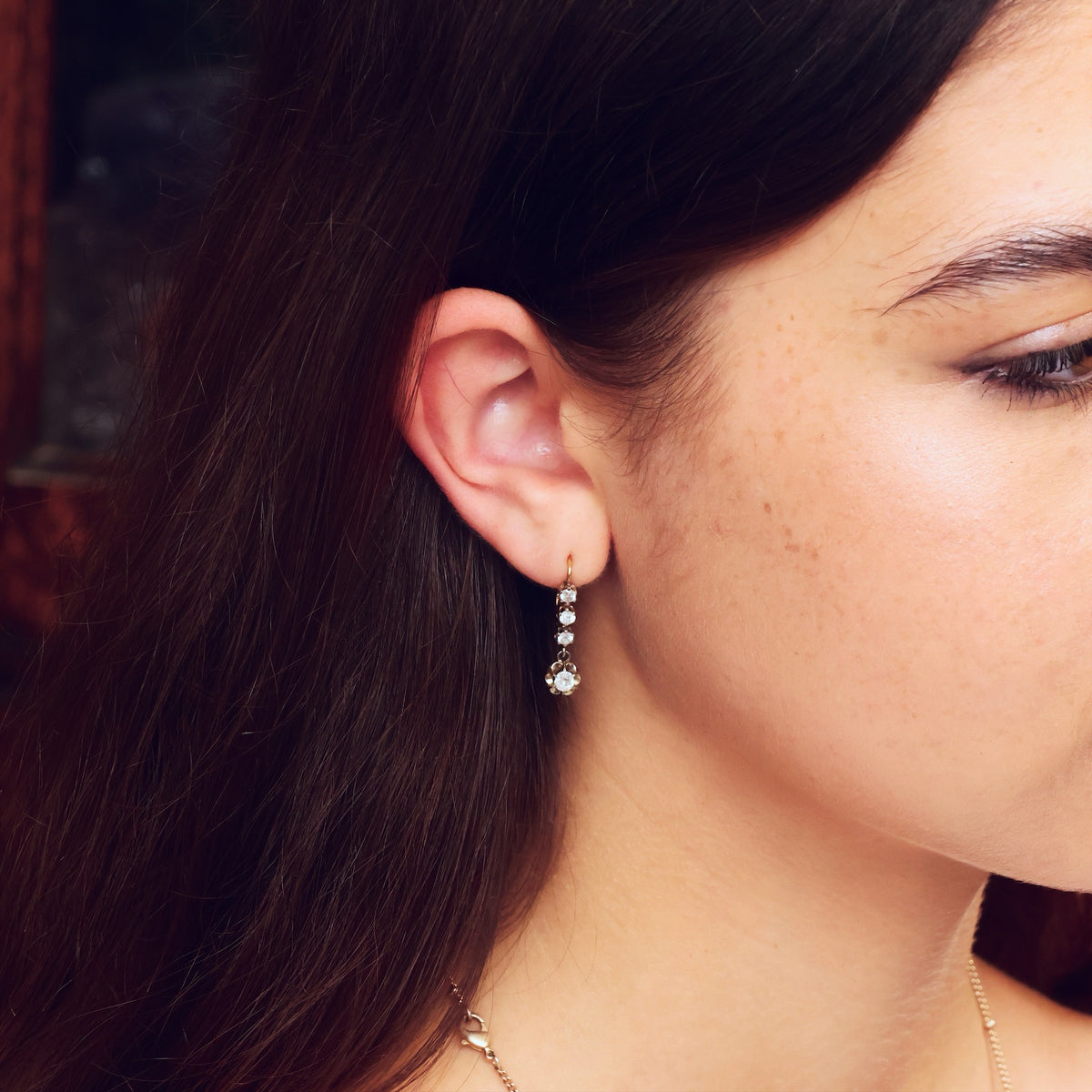 Tres Belle Vintage Diamond Drop Earrings