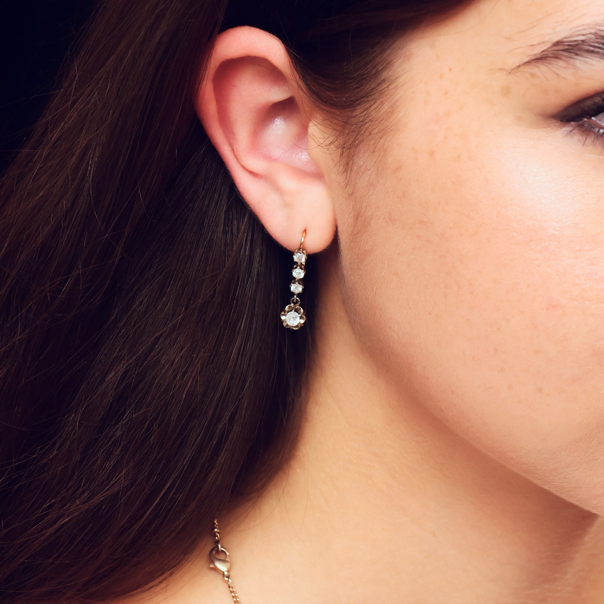 Tres Belle Vintage Diamond Drop Earrings