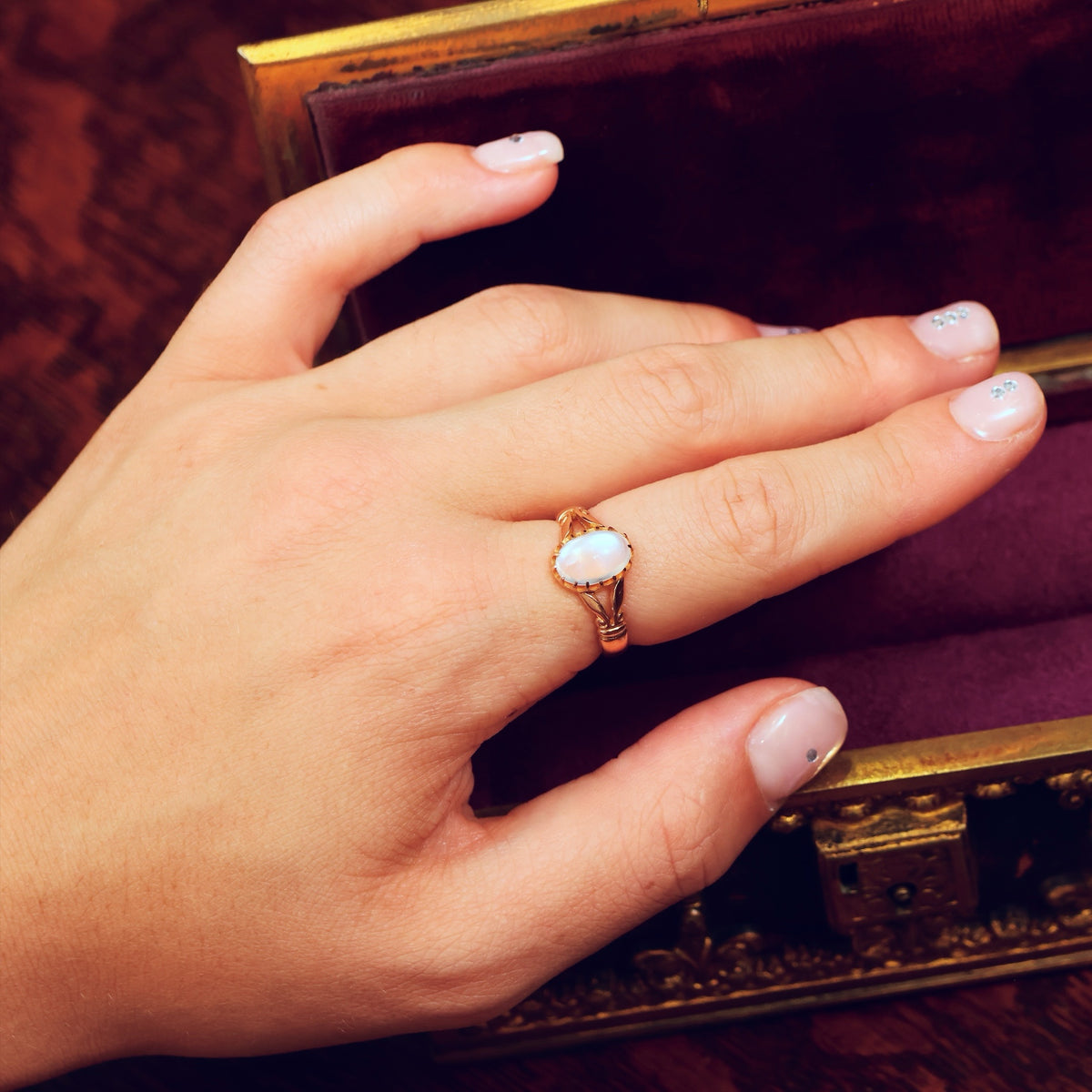 Magical Antique Date 1899 Blue Moonstone Ring