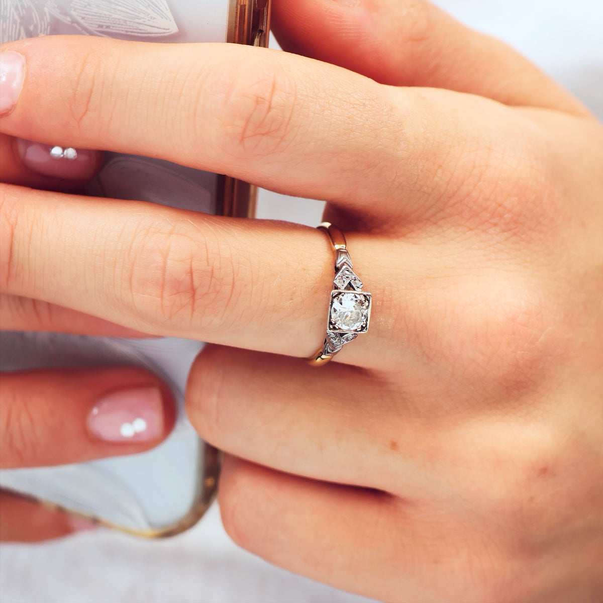 Vintage 1950's Art Deco Diamond Solitaire Engagement Ring