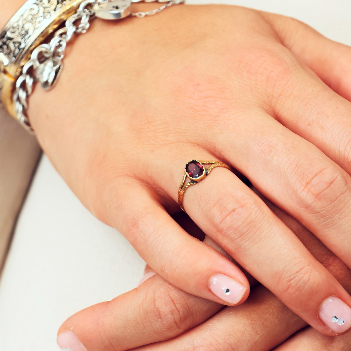 Circa 1820's Petite French Georgian Garnet Ring