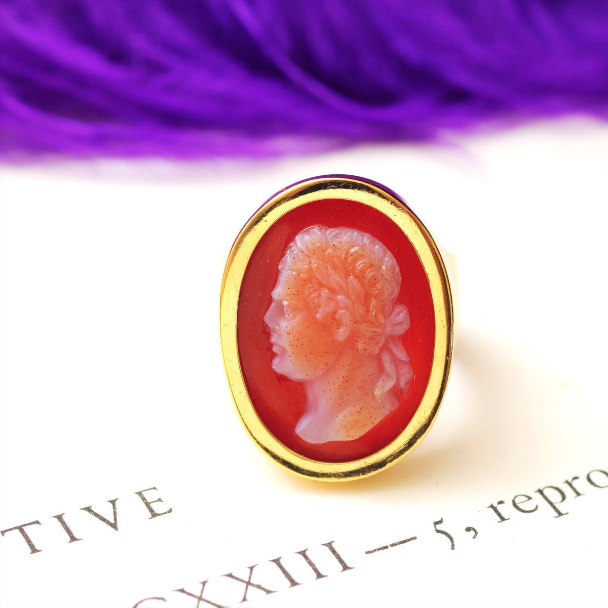 Antique Classical Carnelian Cameo of Emperor Domitian