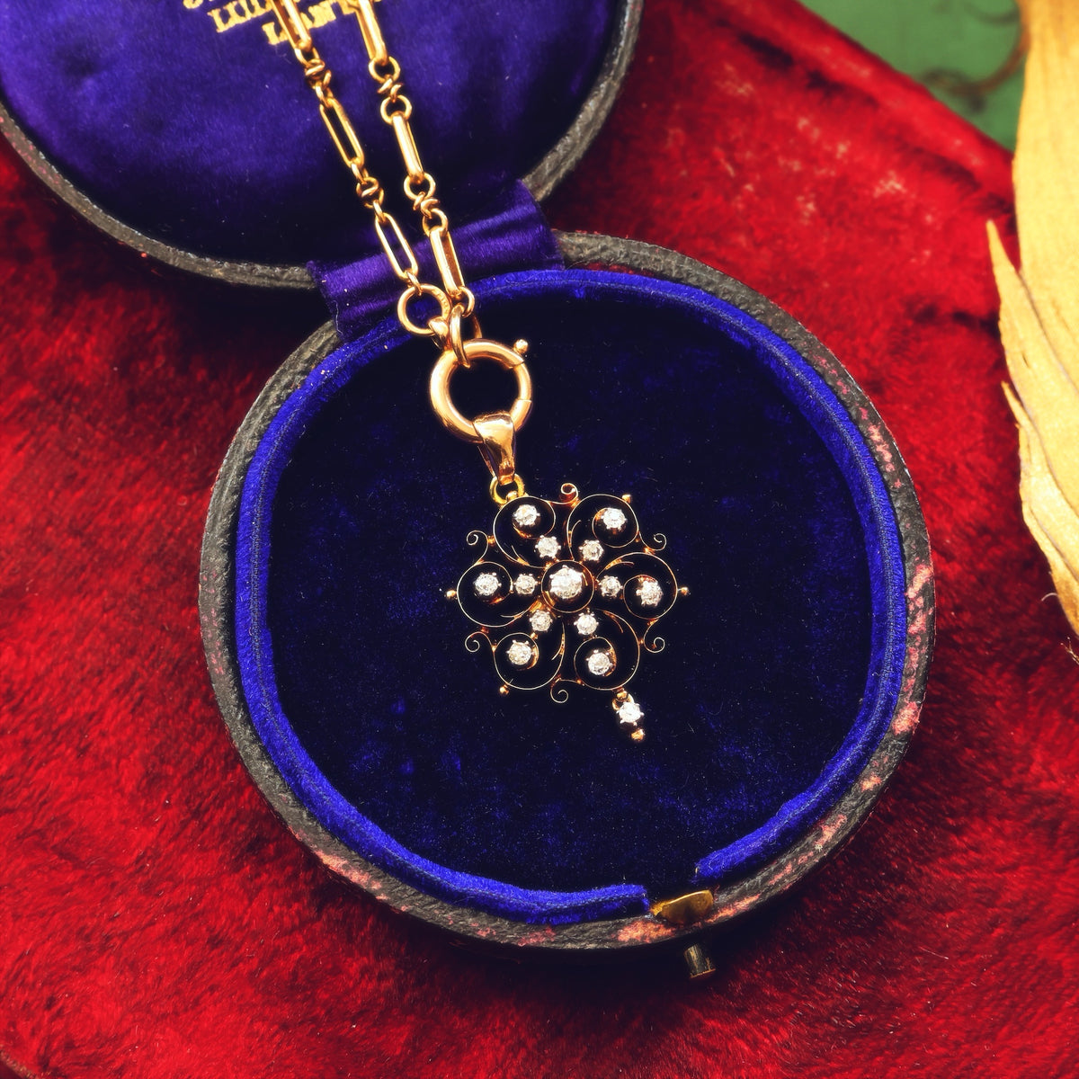 Finest Lovely! Antique 15ct Gold Diamond Pendant