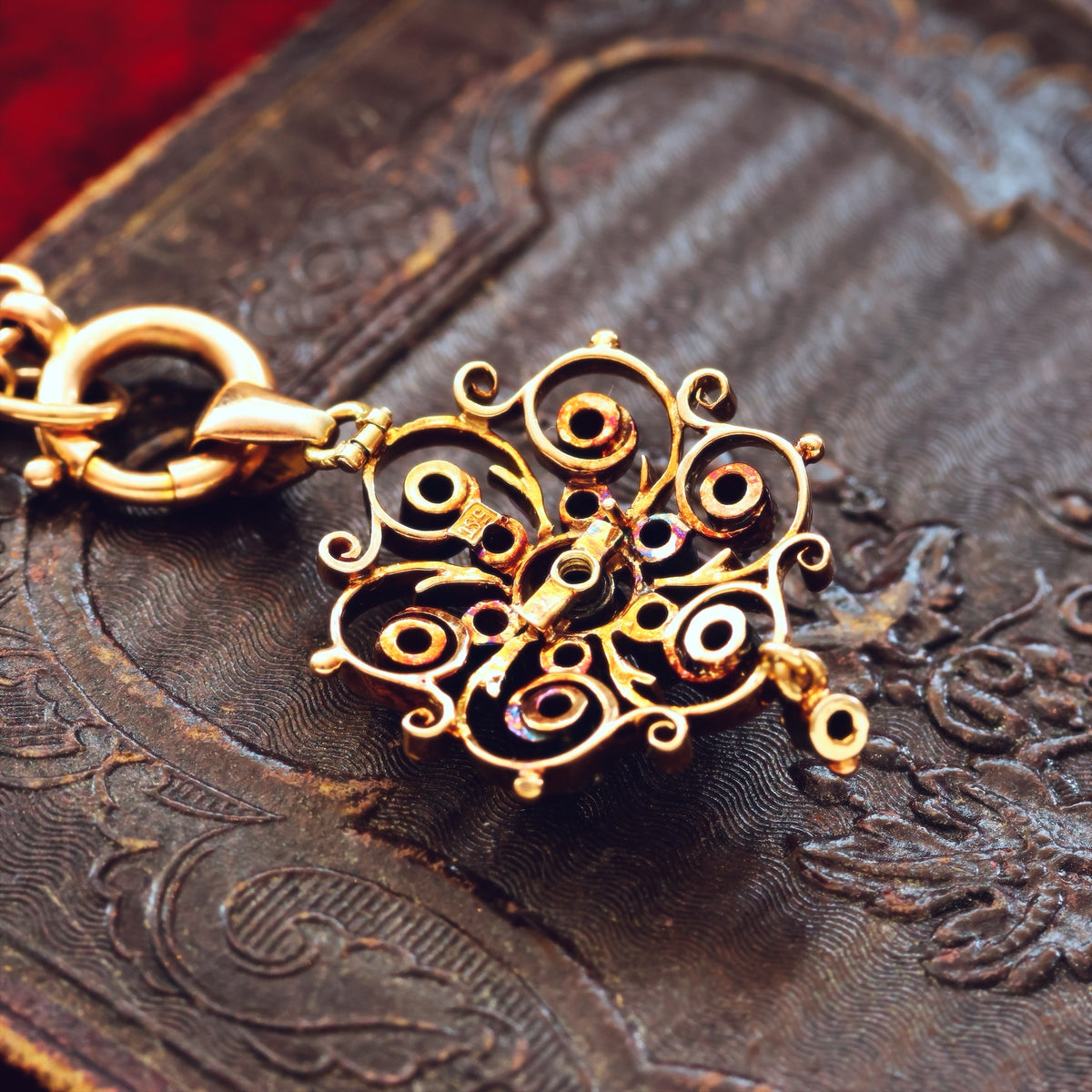 Finest Lovely! Antique 15ct Gold Diamond Pendant