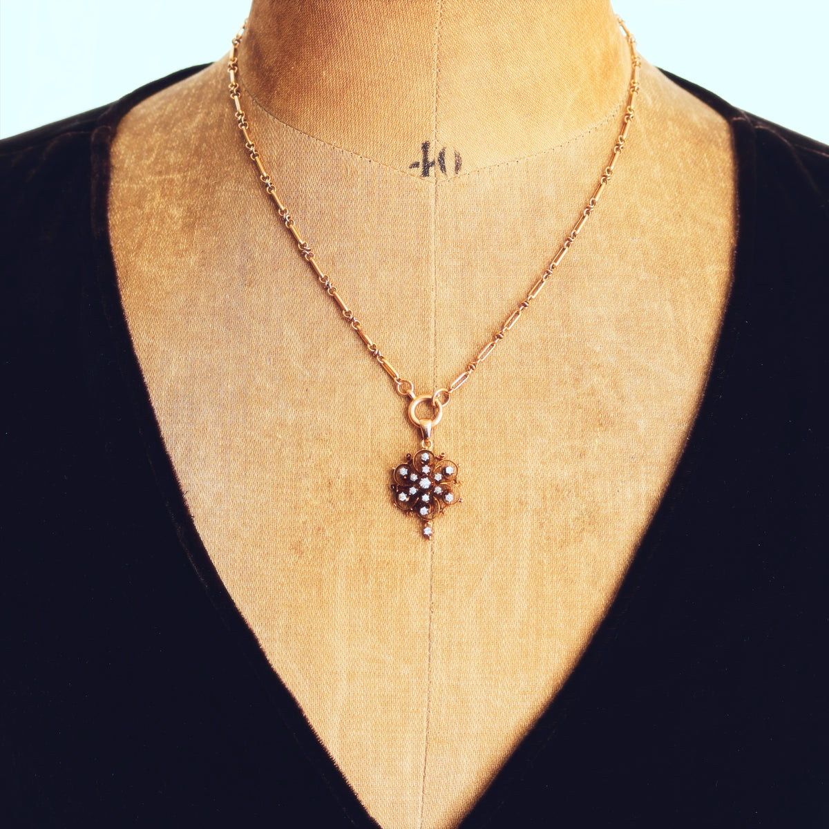 Finest Lovely! Antique 15ct Gold Diamond Pendant