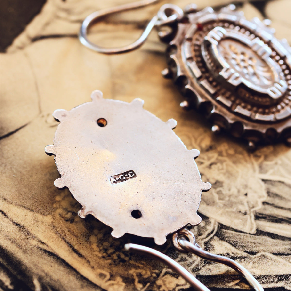 Antique 1880's Silver Aesthetic Movement Earrings