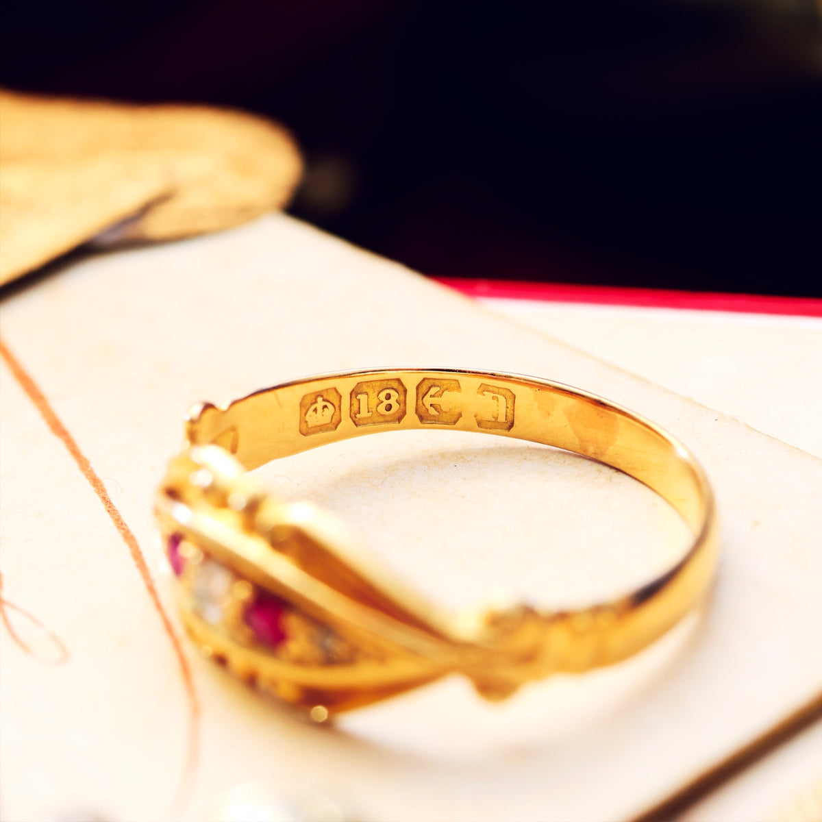 Antique Date 1912 Diamond & Ruby Pinkie Ring