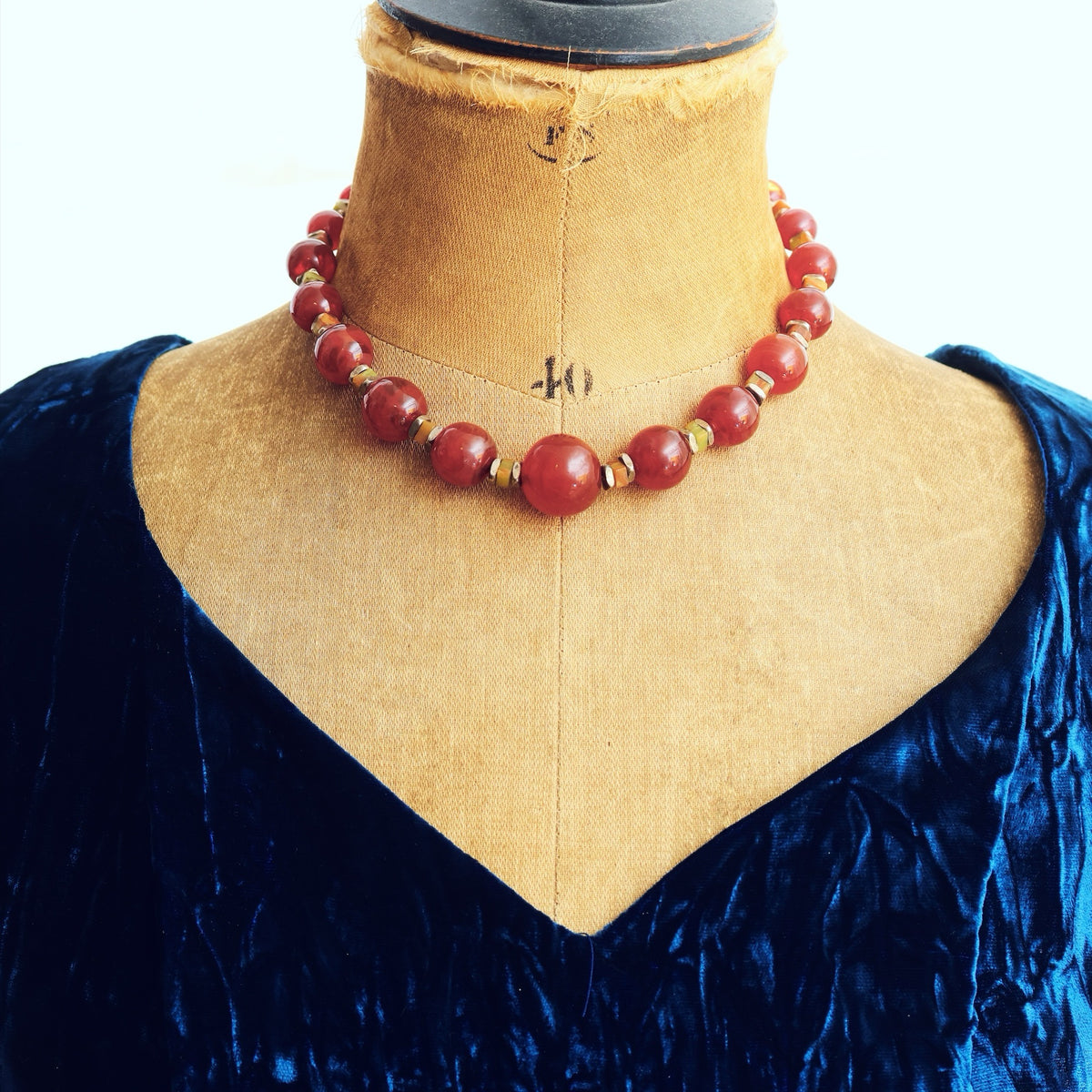1920's Art Deco Resin Bead Necklace