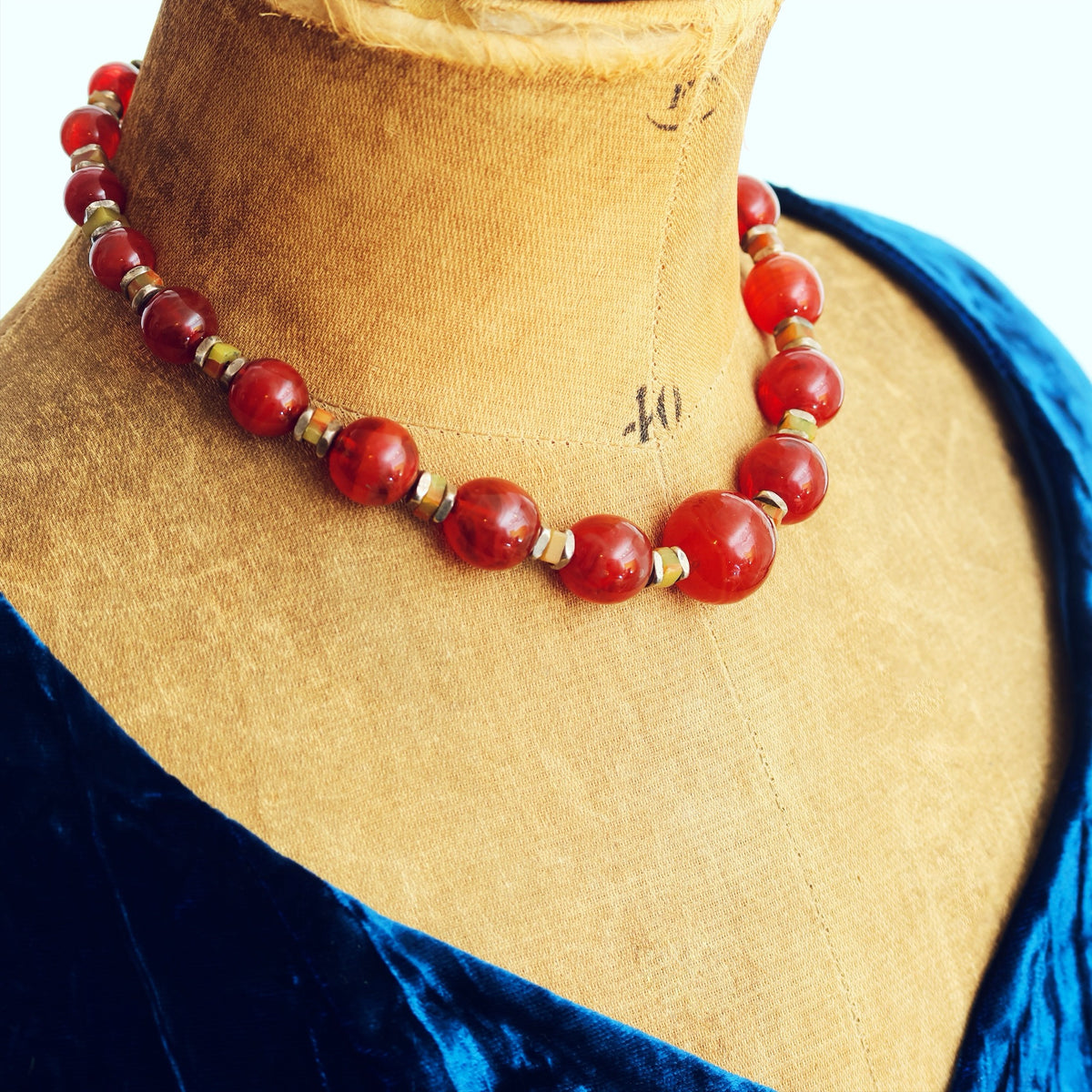 1920's Art Deco Resin Bead Necklace