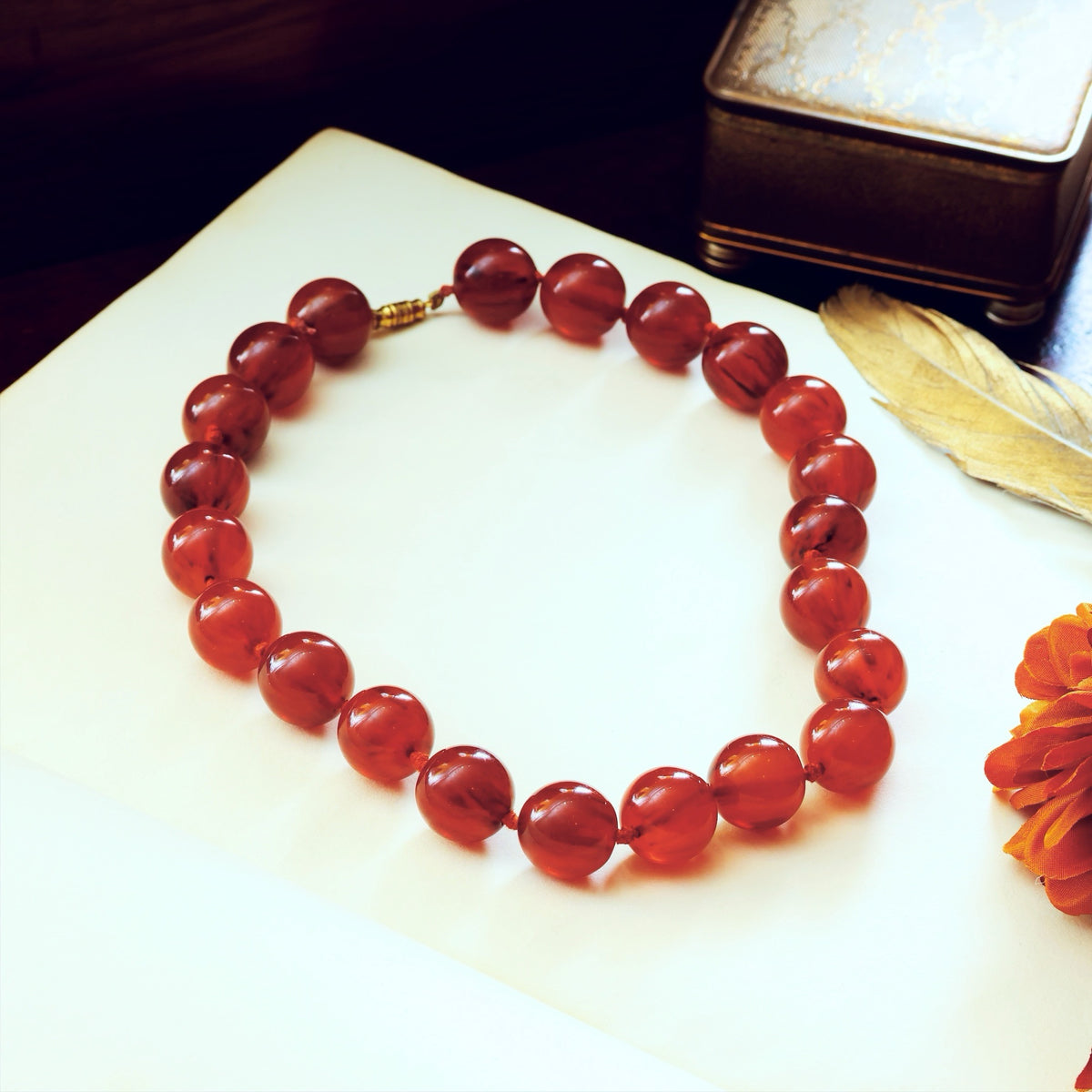 1920's Art Deco Resin Bead Necklace