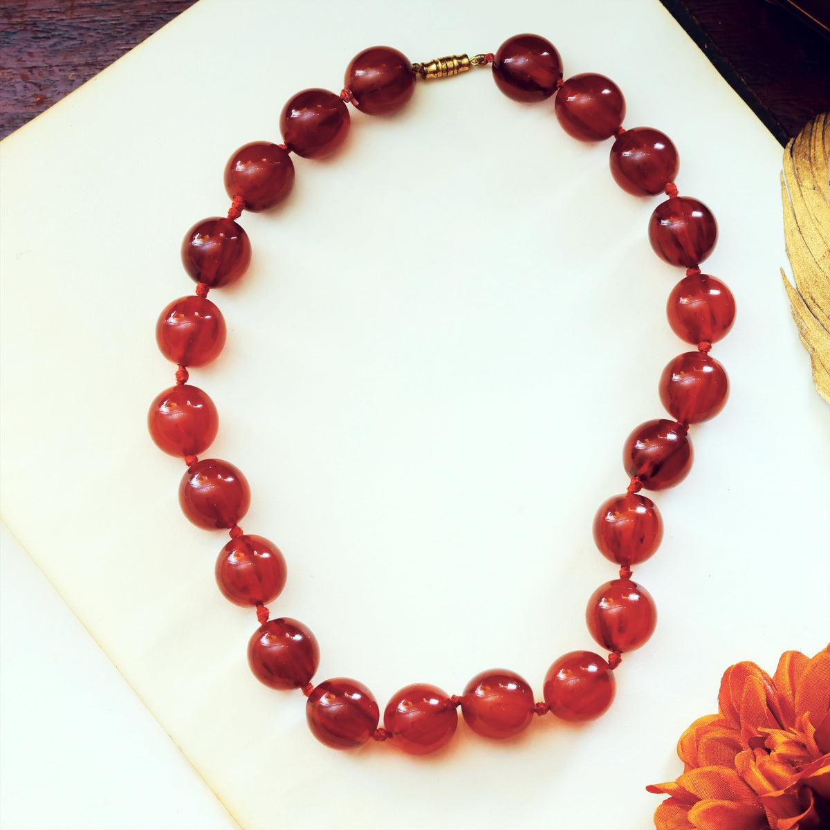 1920's Art Deco Resin Bead Necklace