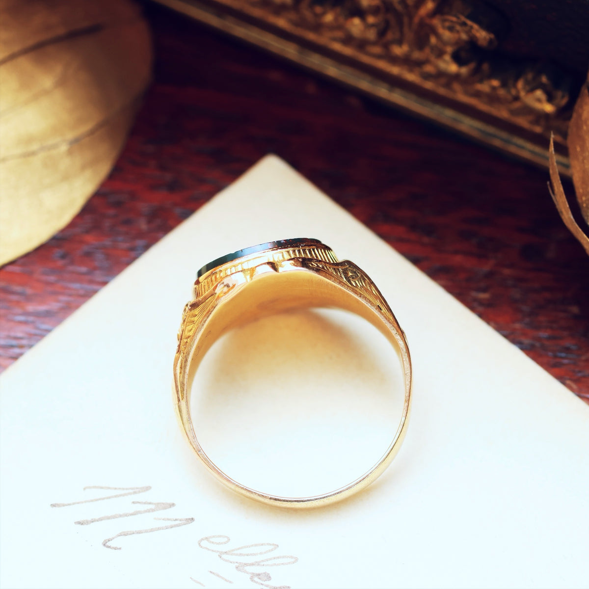 Antique 9ct Gold Bloodstone Signet Ring