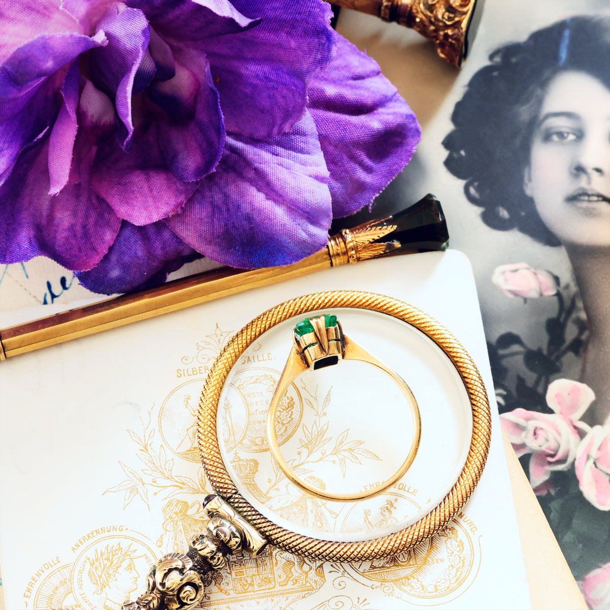 Vintage Specimen Emerald Dress Ring