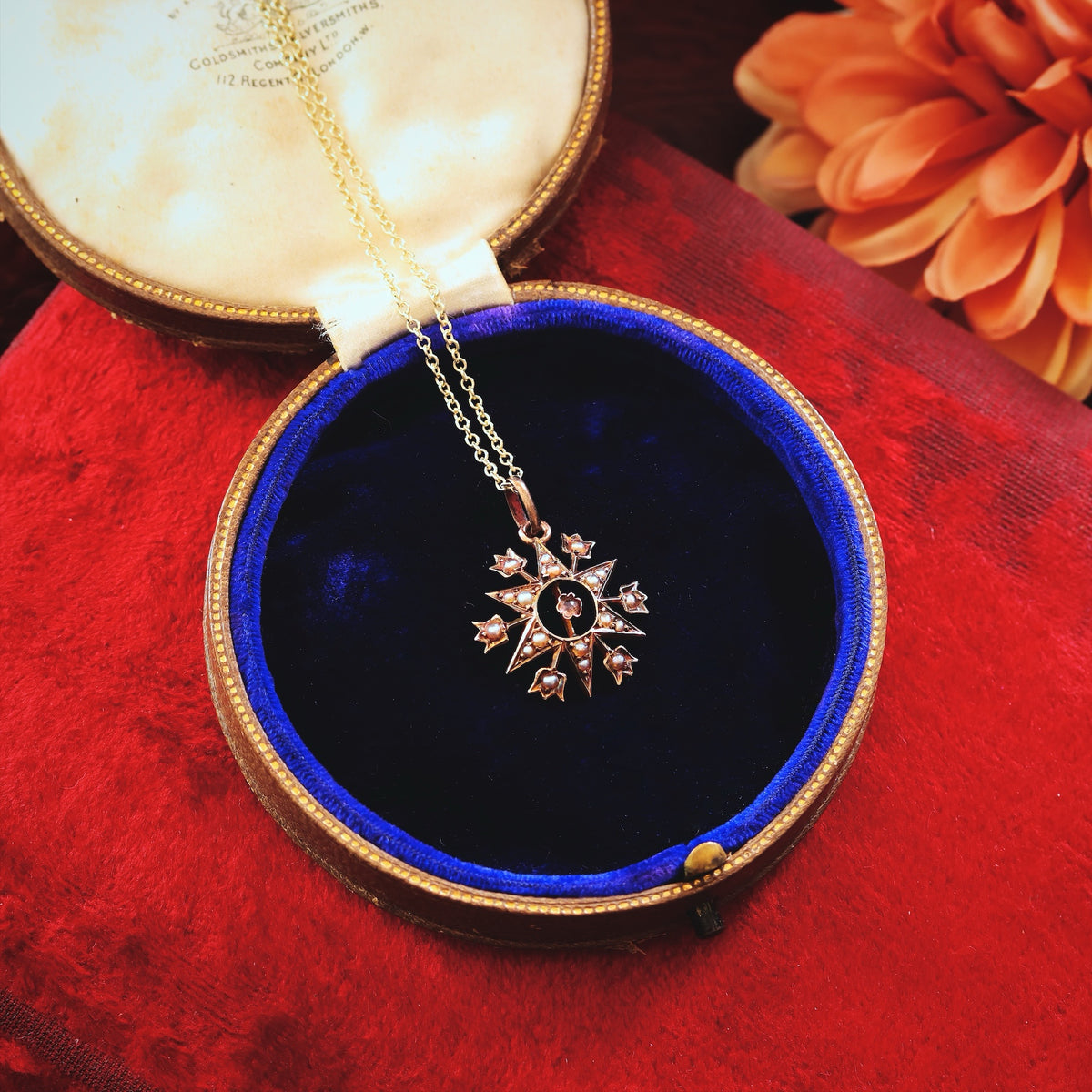 Antique Victorian Amethyst & Pearl Starburst Pendant