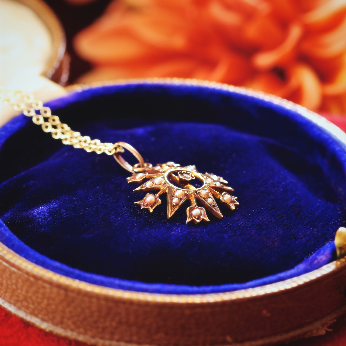 Antique Victorian Amethyst & Pearl Starburst Pendant