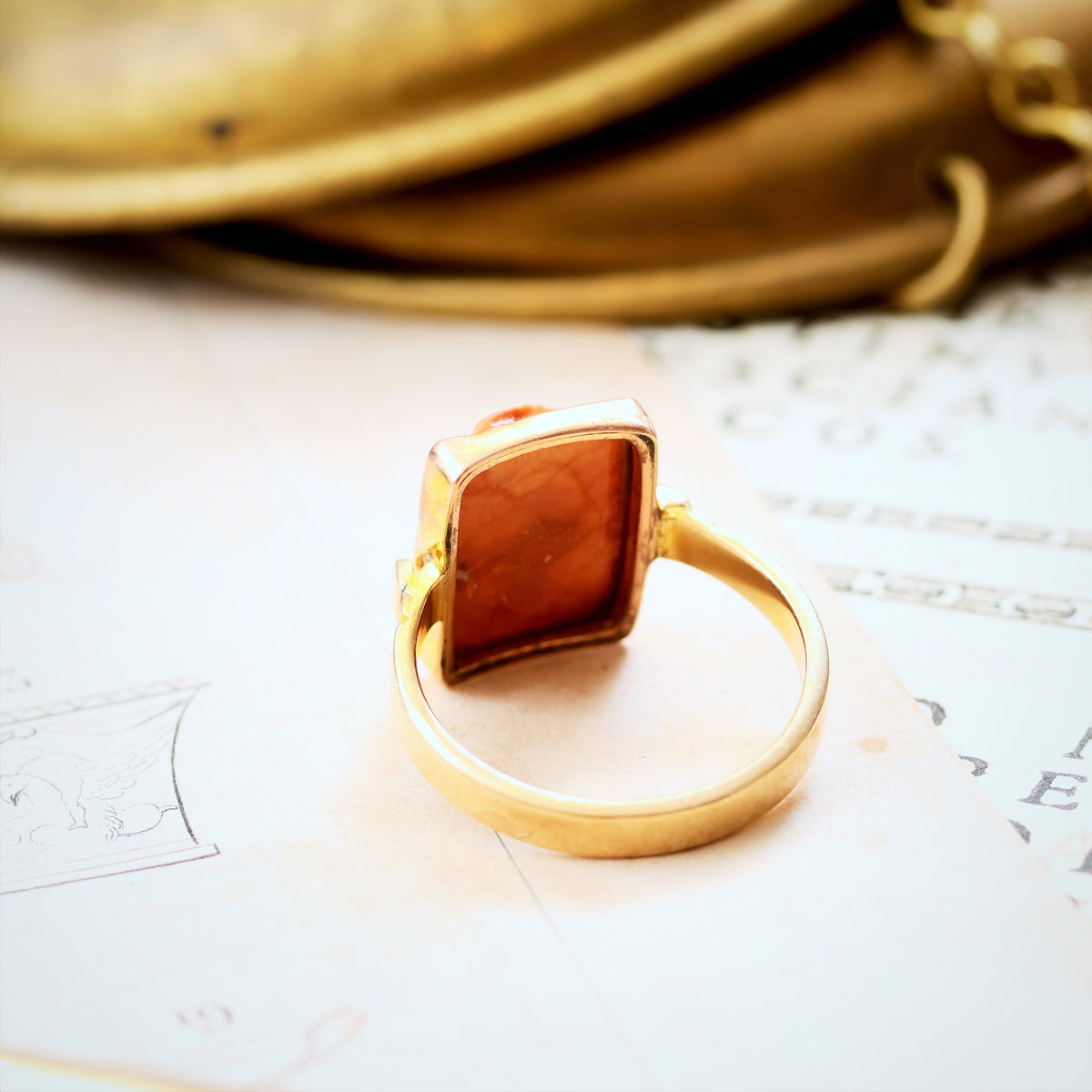 Antique Archaeological Revival Lava Cameo Ring