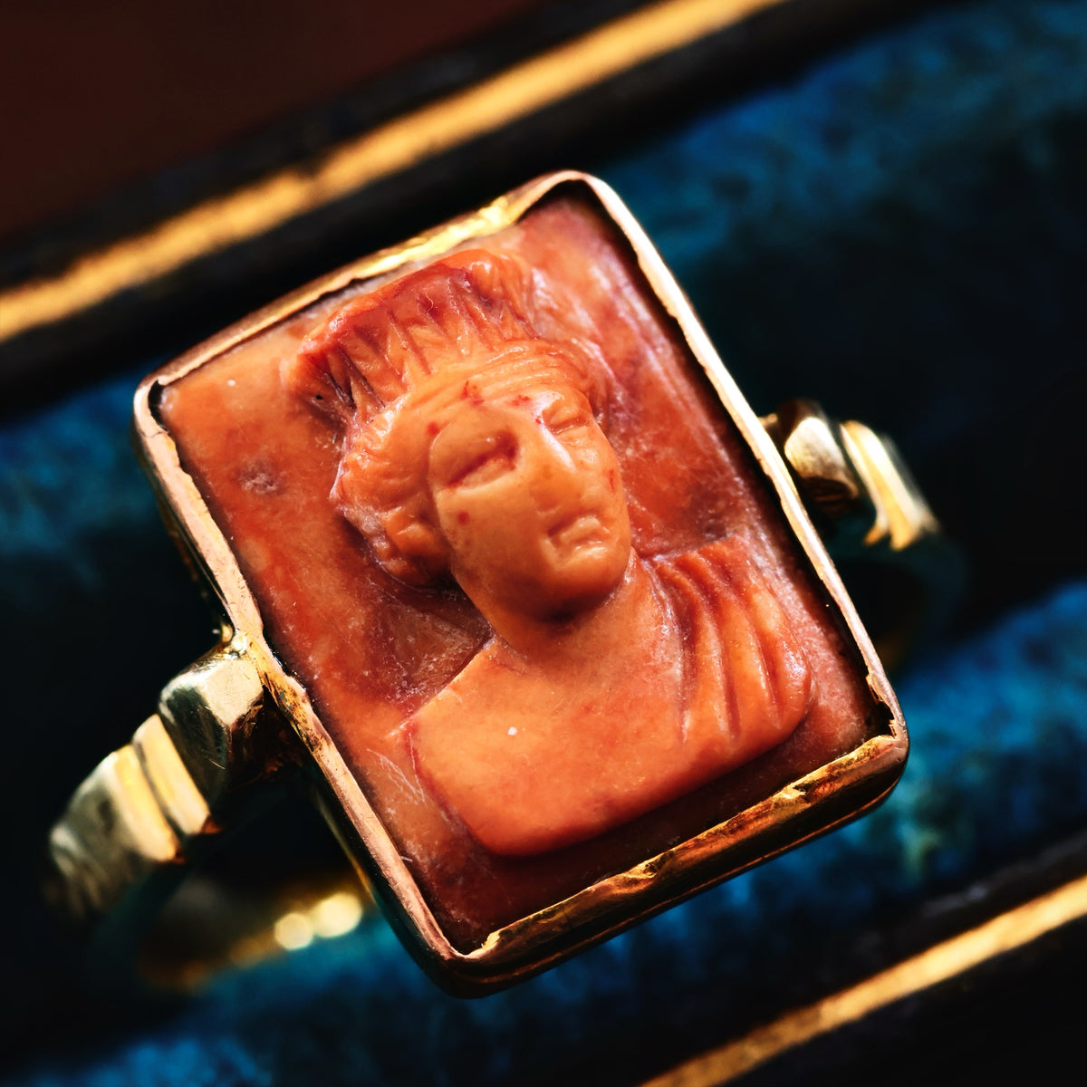 Antique Archaeological Revival Lava Cameo Ring