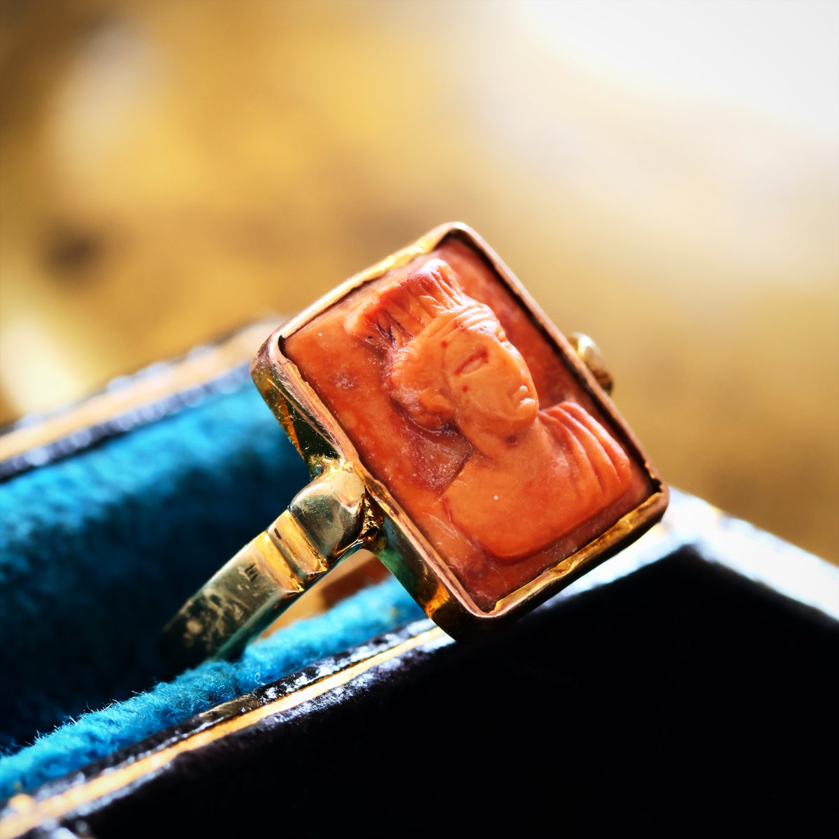 Antique Archaeological Revival Lava Cameo Ring